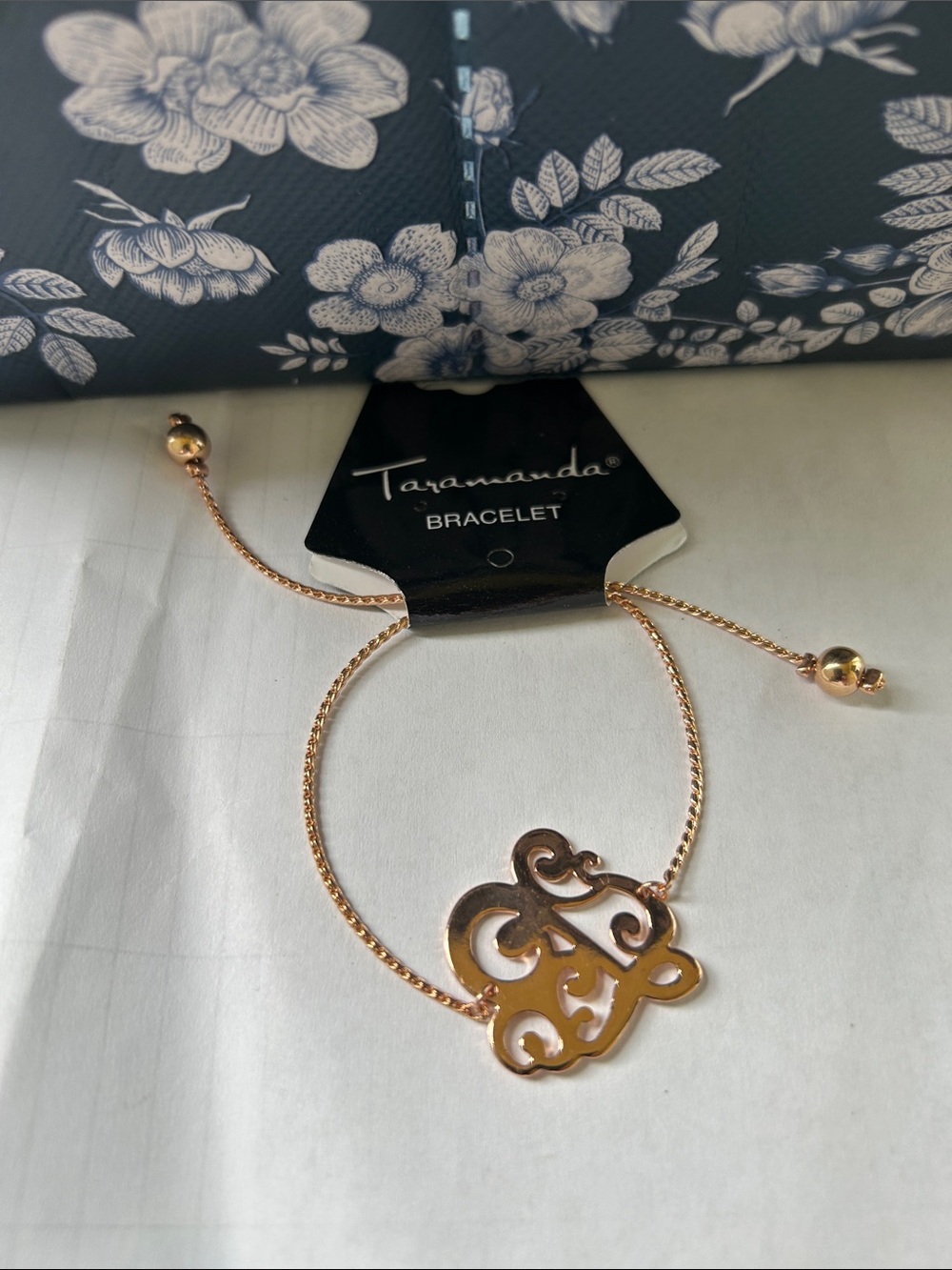 Taramanda Rose Gold Swirl Monogram Adjustable Bracelet